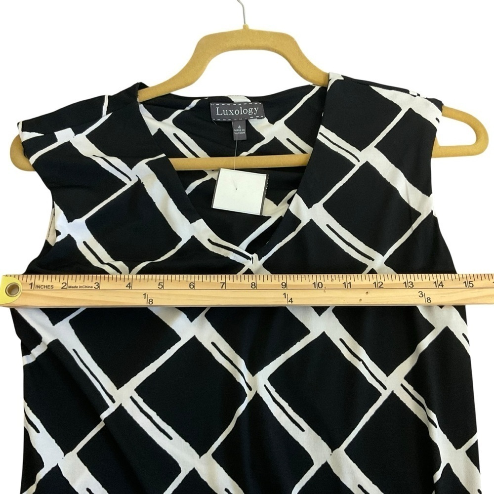 Luxology Black & White Sleeveless Fit & Flare Dress Size Large NWT - Picture 6 of 8